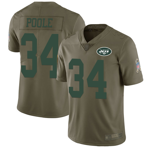 New York Jets Limited Olive Youth Brian Poole Jersey NFL Football #34 2017 Salute to Service->->Youth Jersey